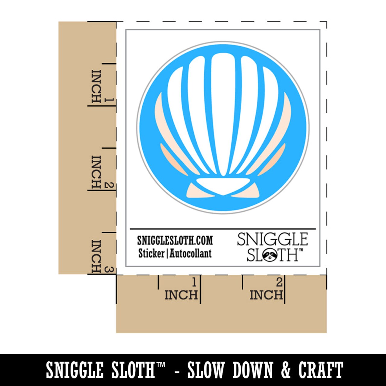 Scallop Seashell Beach Shell Ocean Waterproof Vinyl Phone Tablet Laptop Water Bottle Sticker Set - 5 Pack